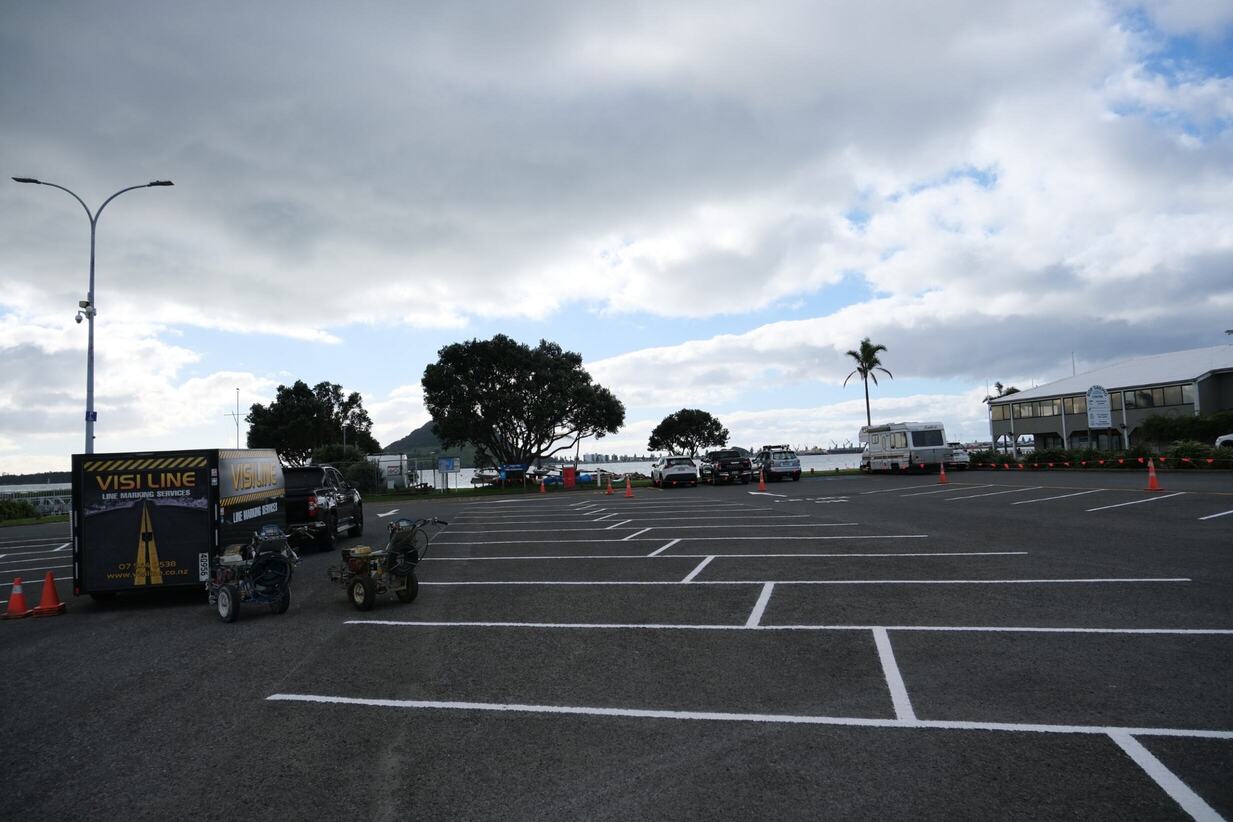 Safety walkway in a large parking area