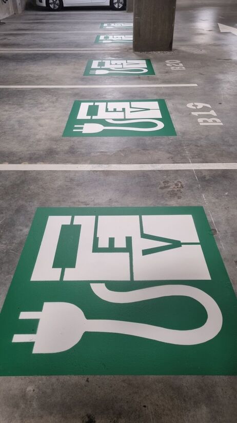 Clear entry and exit lines in a car park