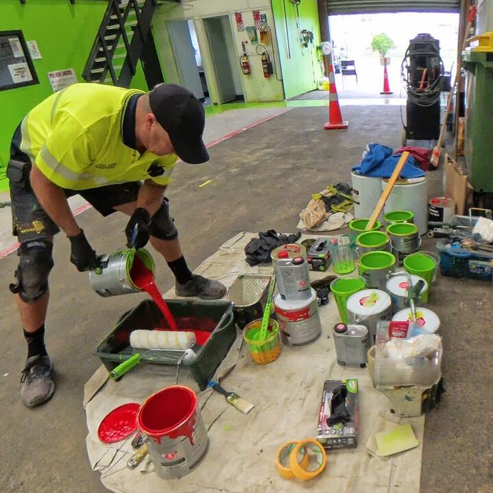 Warehouse floor with safety walkways